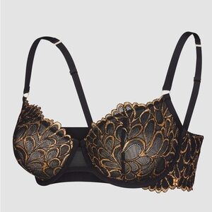 🖤💛🤎 Savage X Fenty NWT Bra | 44DD | Black Caviar / Bronze Metallic 🖤💛🤎